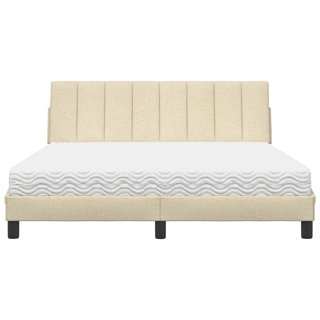 Letto con Materasso Crema 160x200 cm in Tessuto - homemem39
