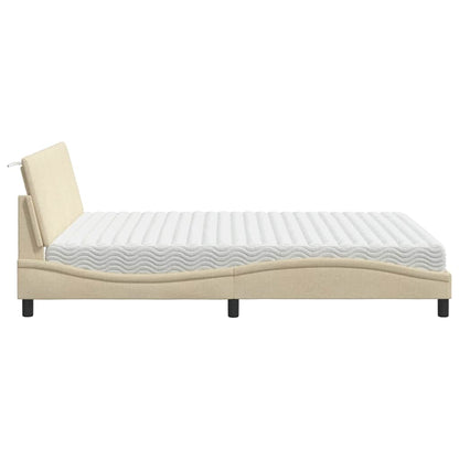Letto con Materasso Crema 160x200 cm in Tessuto - homemem39