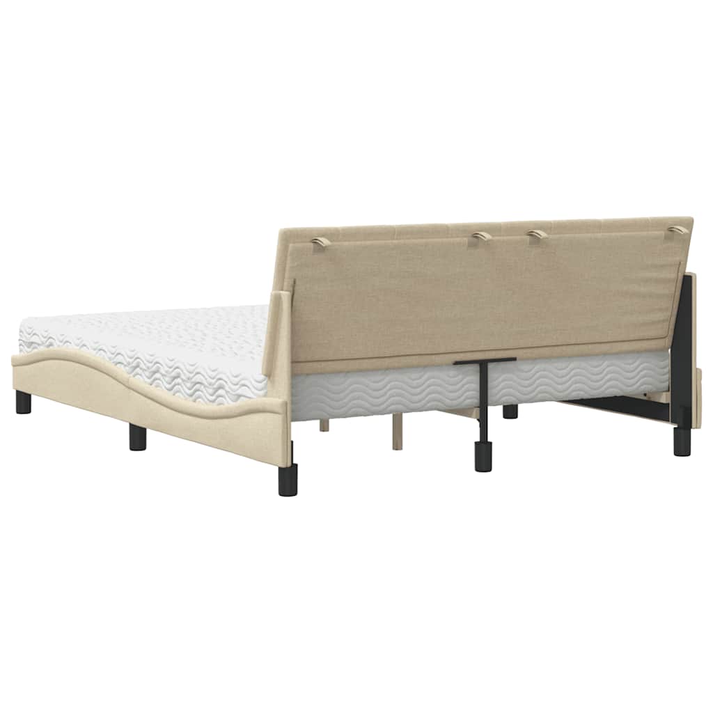 Letto con Materasso Crema 160x200 cm in Tessuto - homemem39