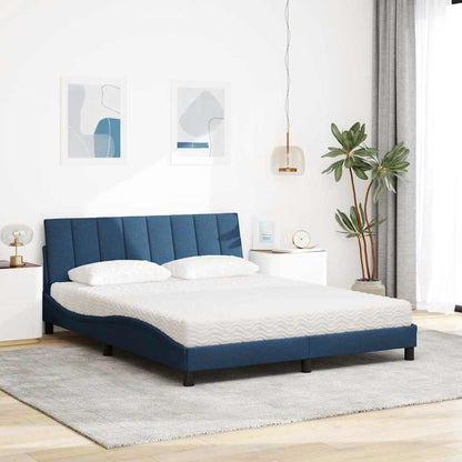 Letto con Materasso Blu 160x200 cm in Tessuto - homemem39