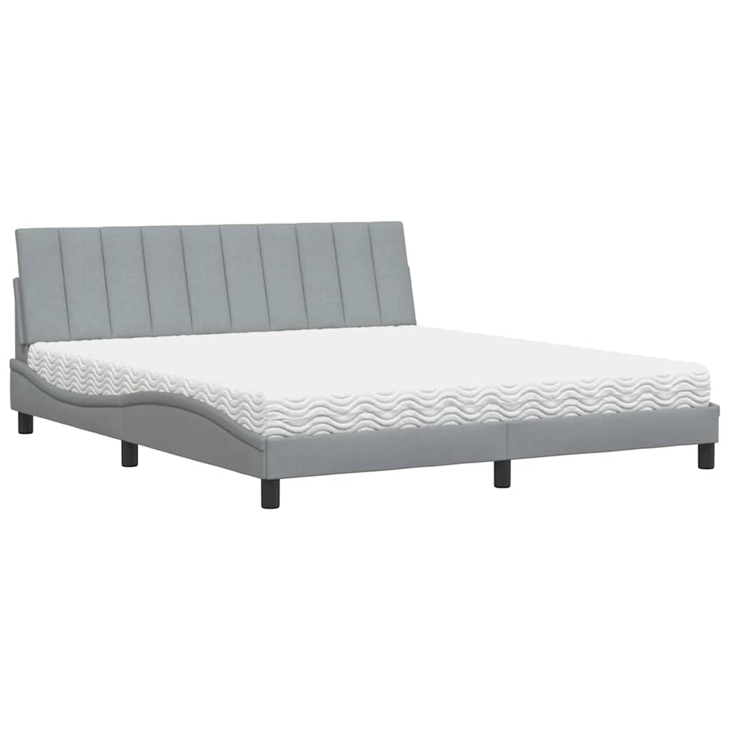 Letto con Materasso Grigio Chiaro180x200 cm Tessuto - homemem39