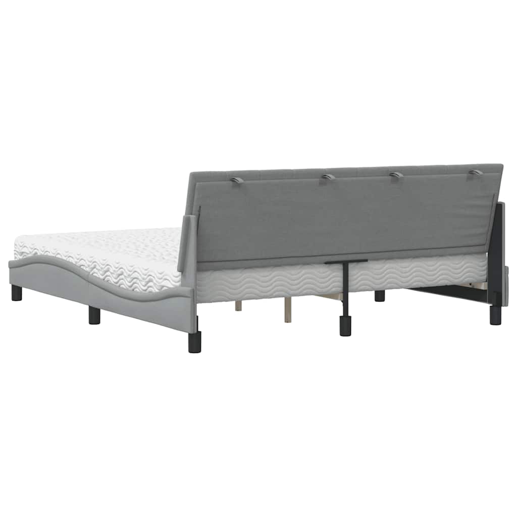 Letto con Materasso Hanko Grigio Chiaro180x200 cm Tessuto