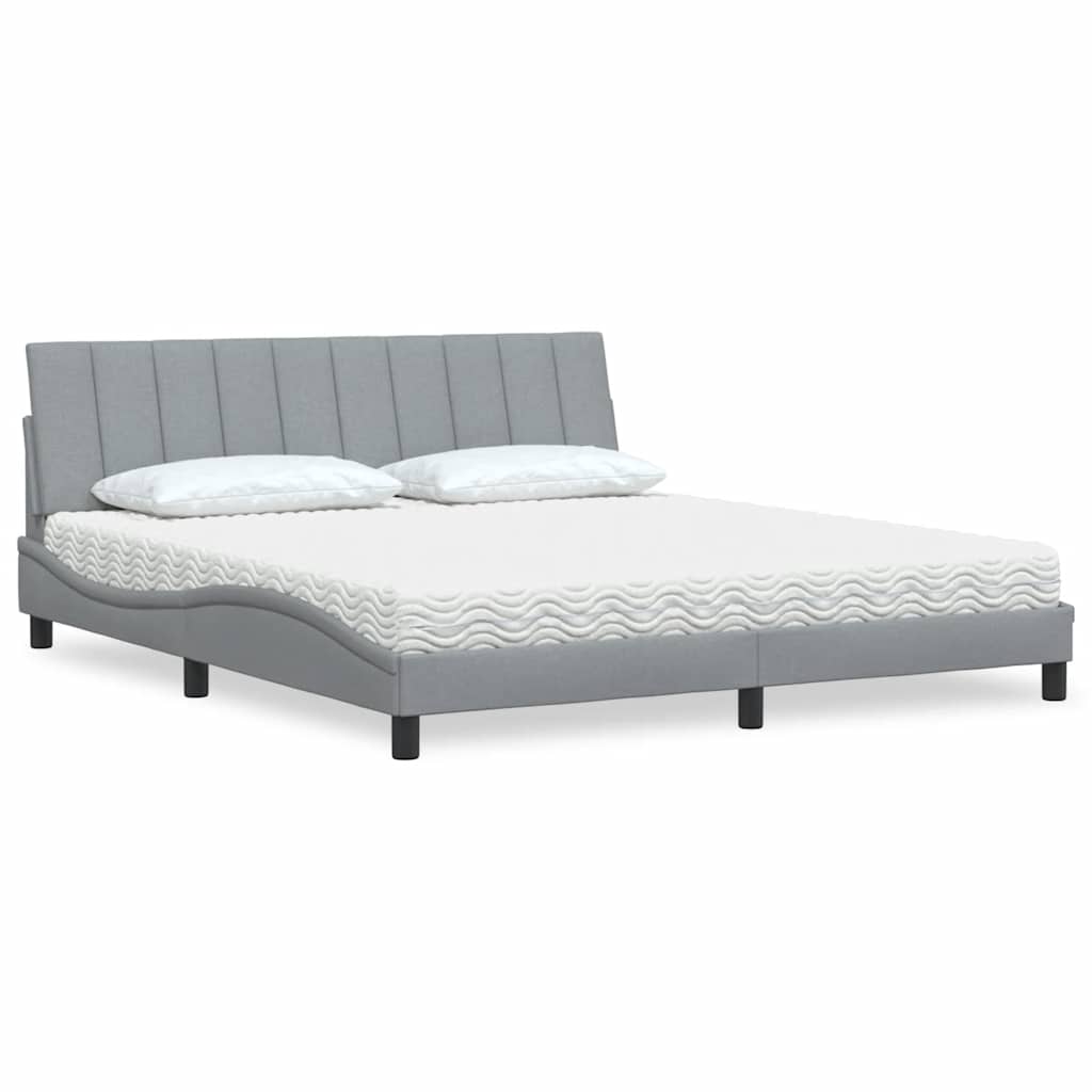 Letto con Materasso Grigio Chiaro180x200 cm Tessuto - homemem39