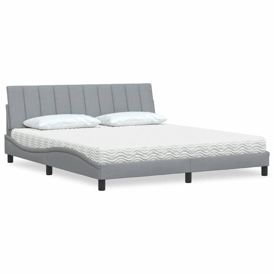 Letto con Materasso Grigio Chiaro180x200 cm Tessuto - homemem39
