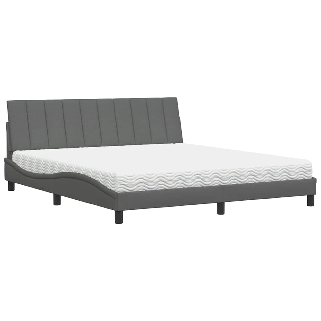 Letto con Materasso Grigio Scuro 180x200 cm Tessuto - homemem39