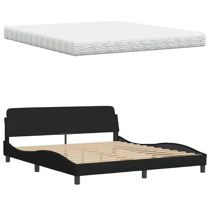 Letto con Materasso Hanko Nero 180x200 cm in Tessuto