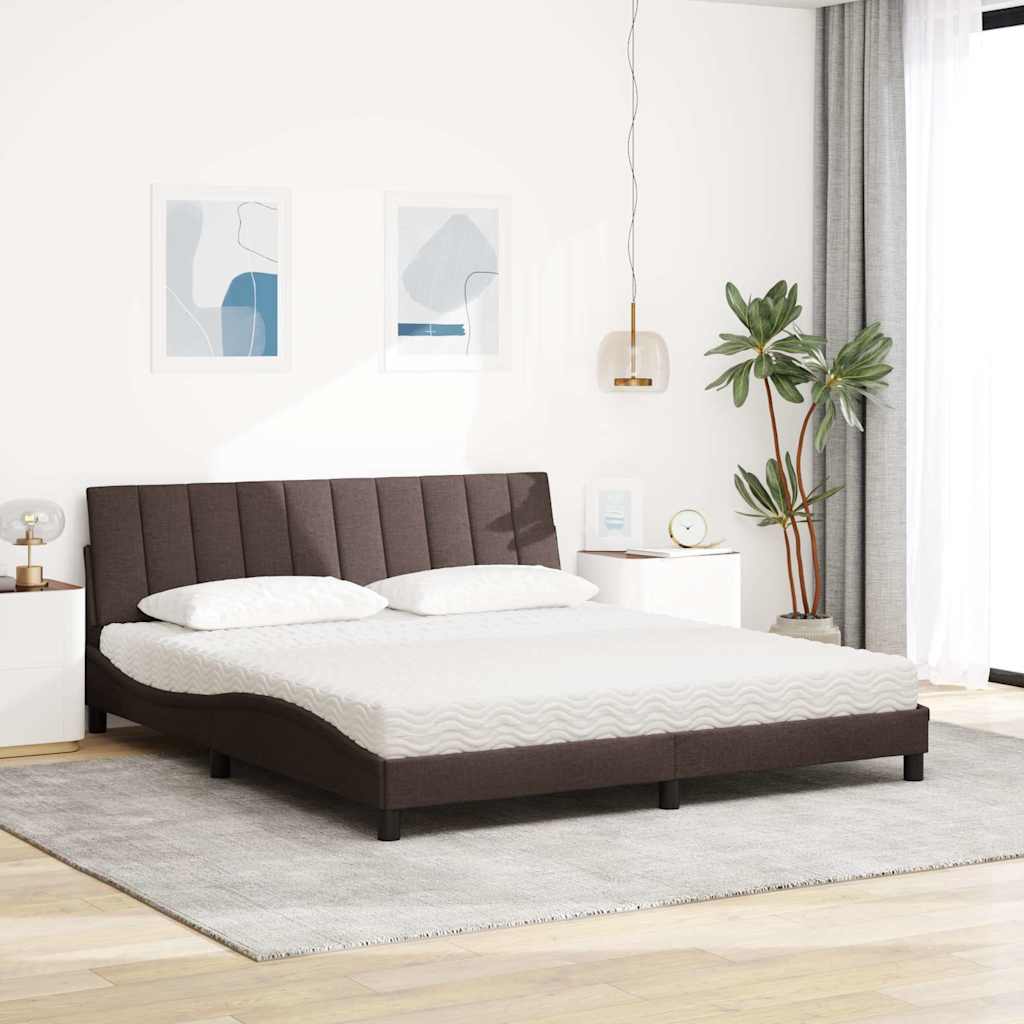 Letto con Materasso Hanko Marrone Scuro 180x200cm Tessuto