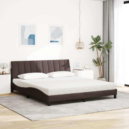 Letto con Materasso Hanko Marrone Scuro 180x200cm Tessuto