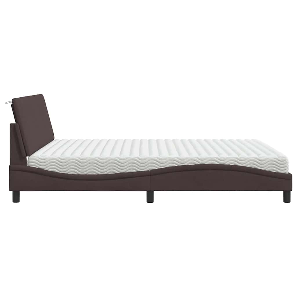 Letto con Materasso Hanko Marrone Scuro 180x200cm Tessuto