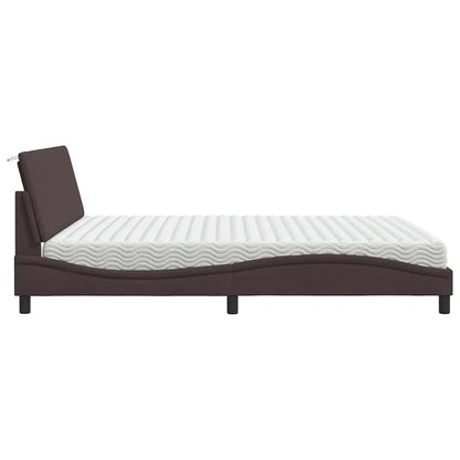 Letto con Materasso Hanko Marrone Scuro 180x200cm Tessuto