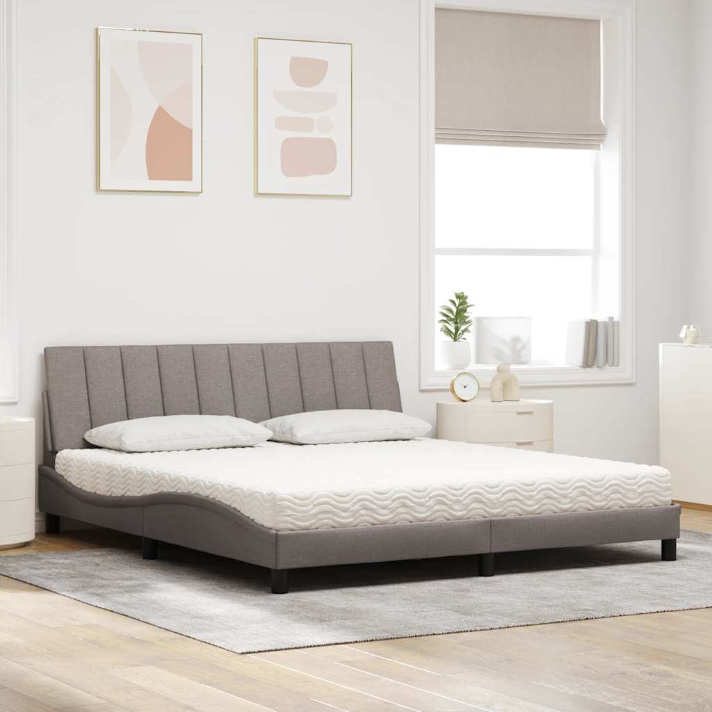 Letto con Materasso Hanko Tortora 180x200 cm in Tessuto