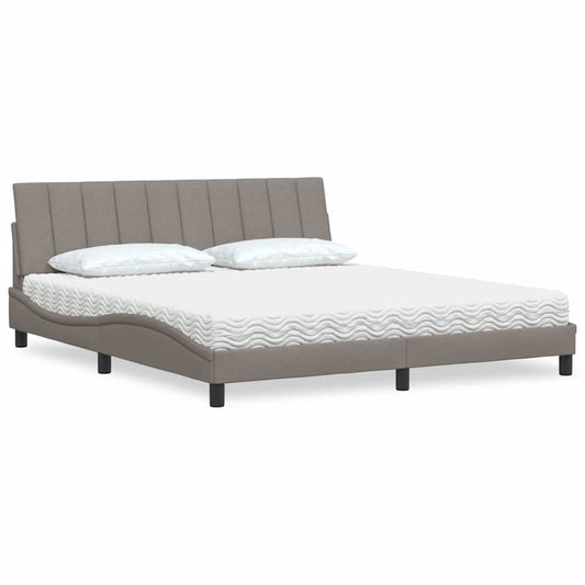 Letto con Materasso Hanko Tortora 180x200 cm in Tessuto