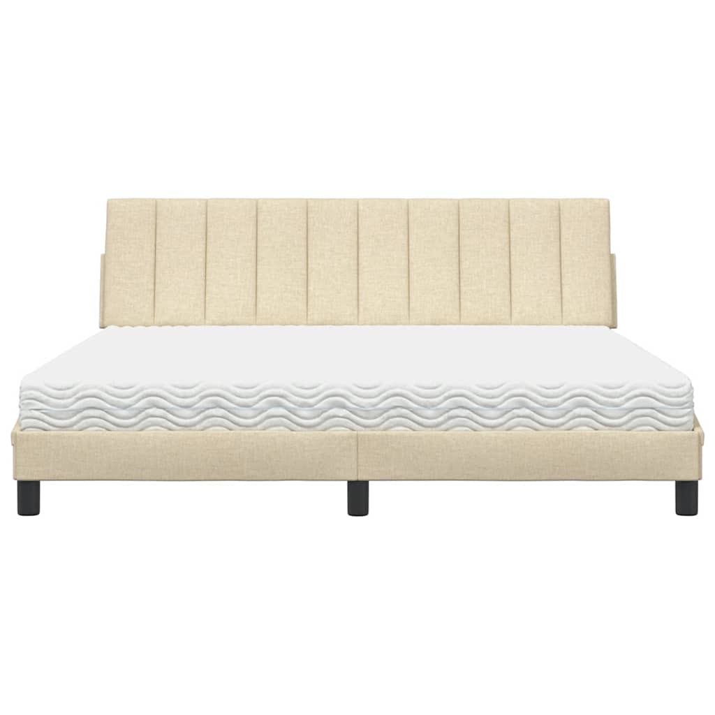 Letto con Materasso Hanko Crema 180x200 cm in Tessuto