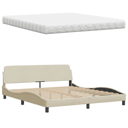 Letto con Materasso Hanko Crema 180x200 cm in Tessuto | homemem39