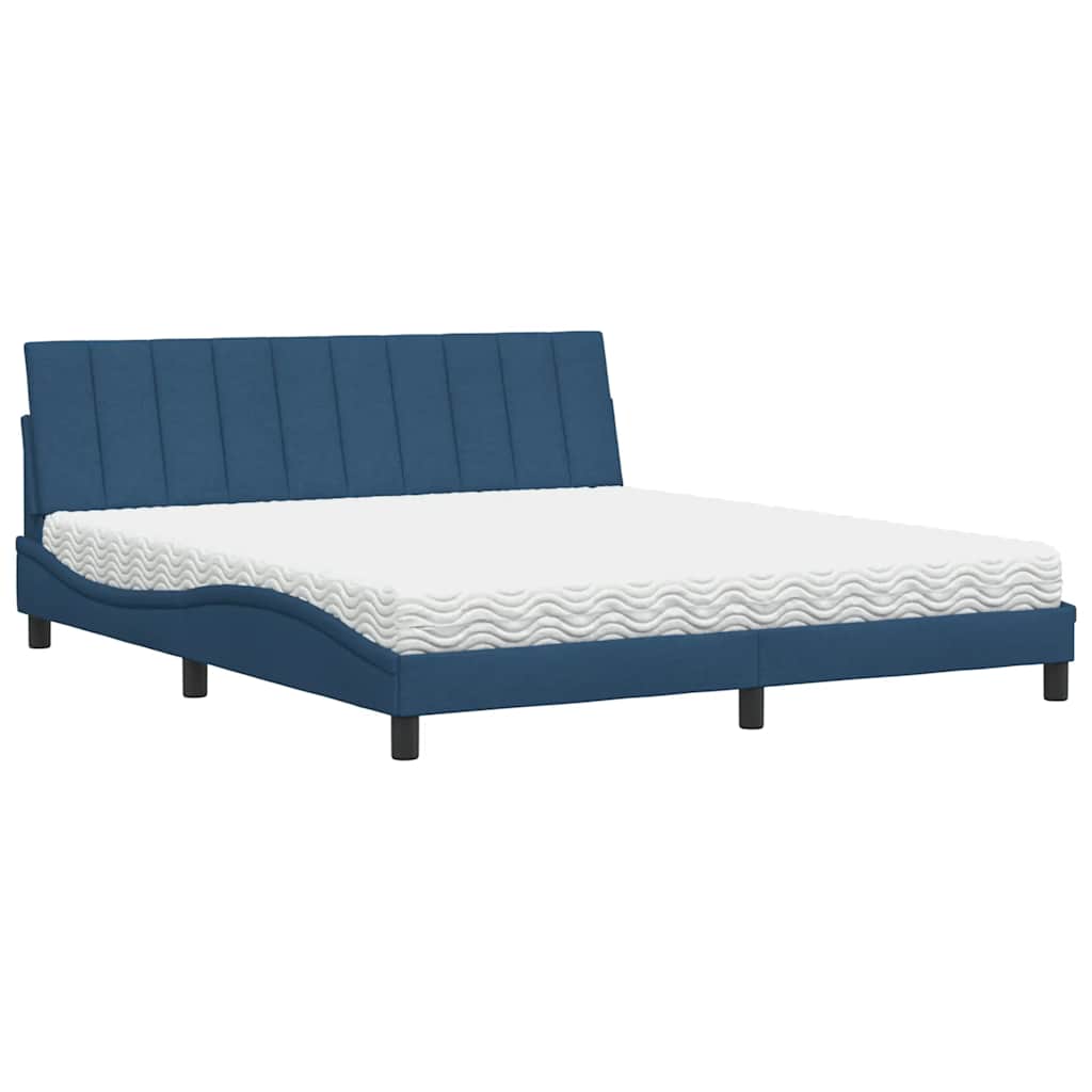 Letto con Materasso Hanko Blu 180x200 cm in Tessuto