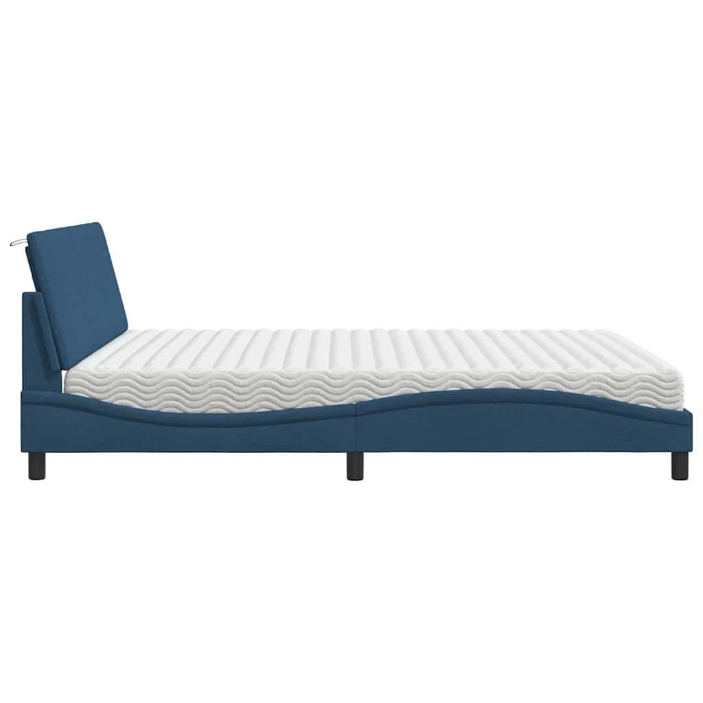 Letto con Materasso Hanko Blu 180x200 cm in Tessuto