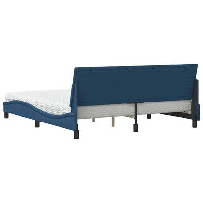 Letto con Materasso Hanko Blu 180x200 cm in Tessuto