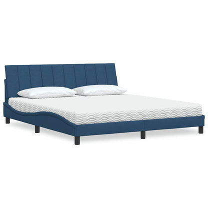 Letto con Materasso Hanko Blu 180x200 cm in Tessuto
