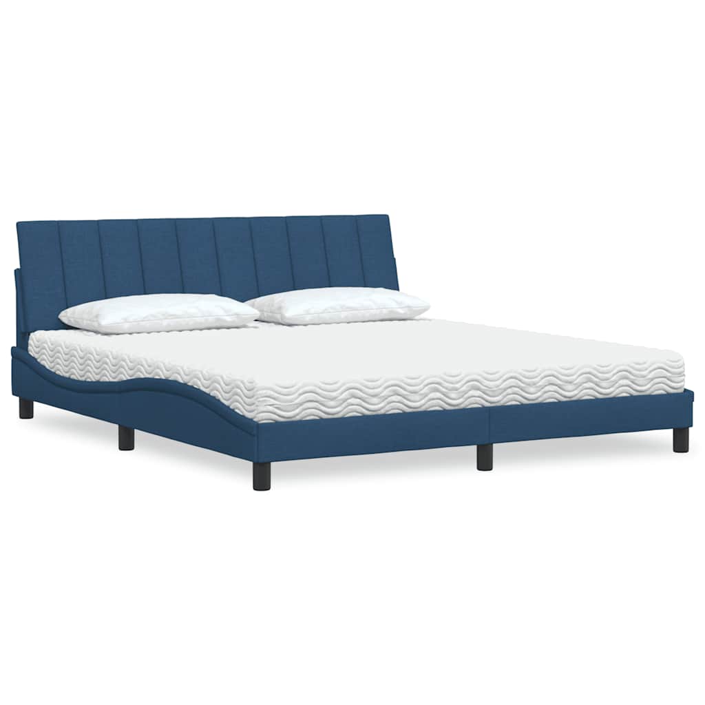 Letto con Materasso Hanko Blu 180x200 cm in Tessuto