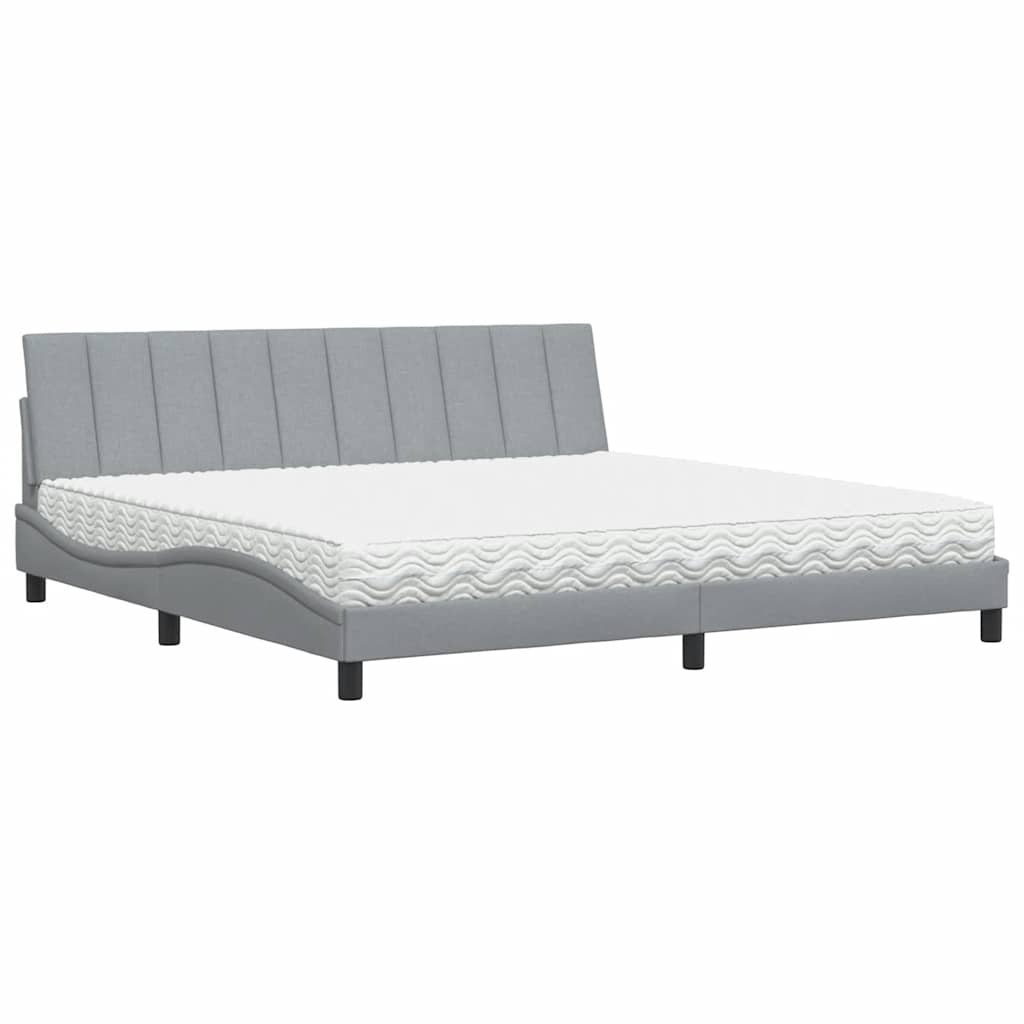 Letto con Materasso Hanko Grigio Chiaro 200x200 cm in Tessuto