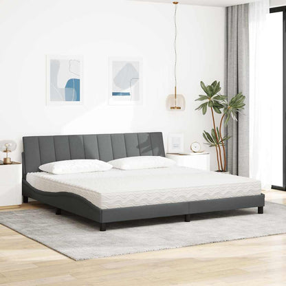 Letto con Materasso Hanko Grigio Chiaro 200x200 cm in Tessuto