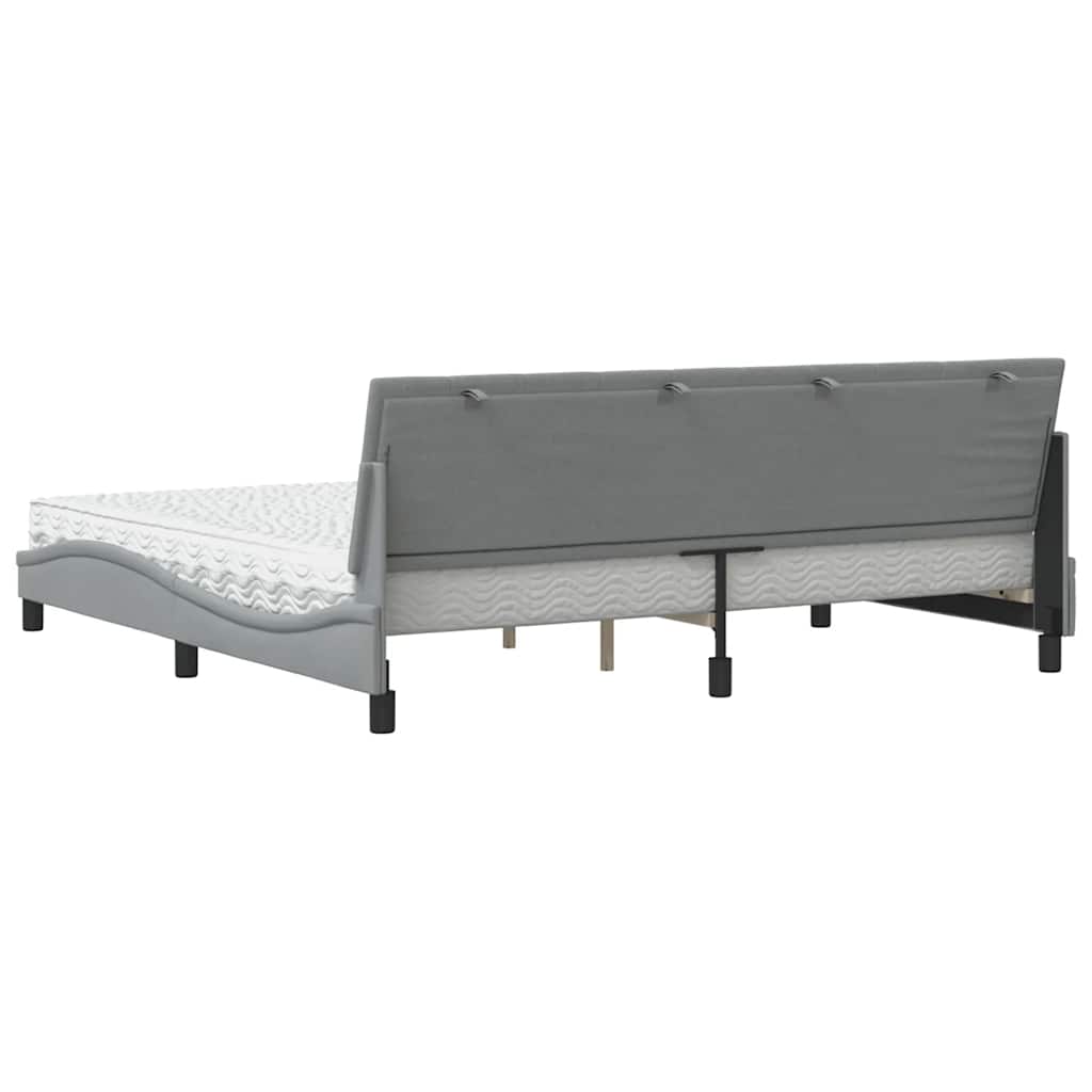 Letto con Materasso Hanko Grigio Chiaro 200x200 cm in Tessuto