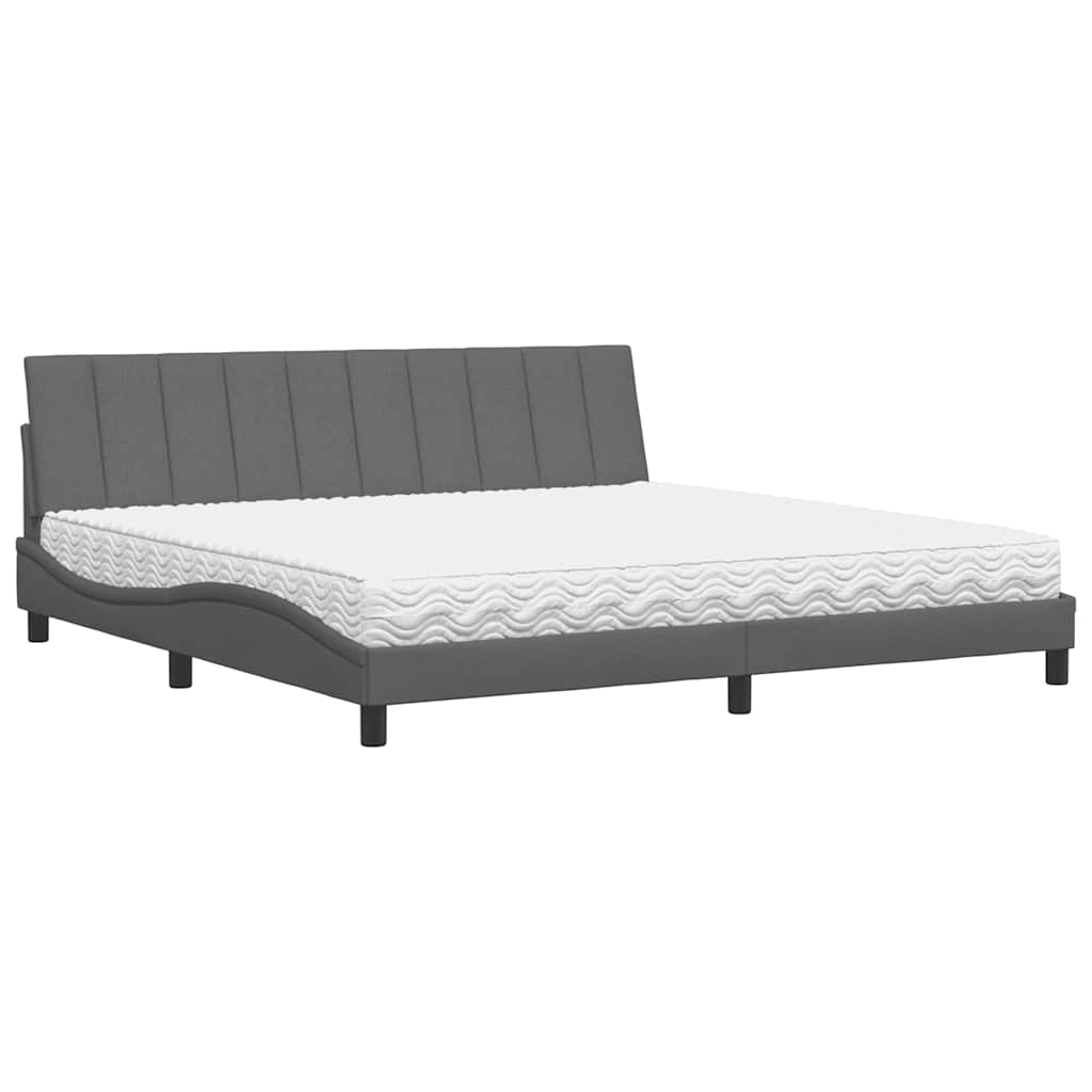 Letto con Materasso Hanko Grigio Scuro 200x200 cm in Tessuto - homemem39