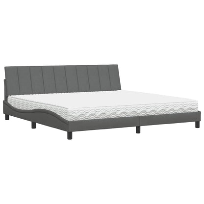 Letto con Materasso Hanko Grigio Scuro 200x200 cm in Tessuto - homemem39