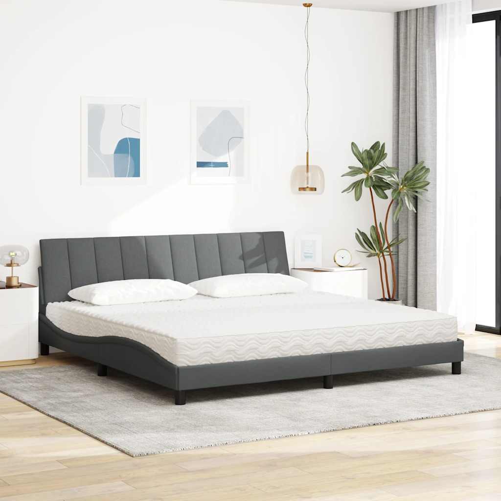 Letto con Materasso Hanko Grigio Scuro 200x200 cm in Tessuto - homemem39