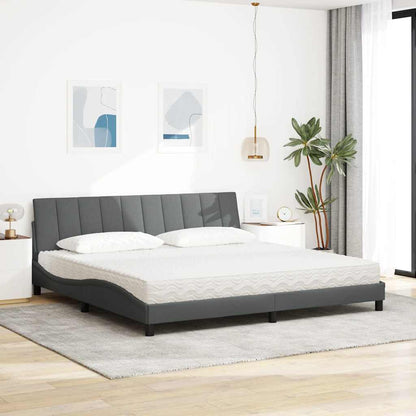Letto con Materasso Hanko Grigio Scuro 200x200 cm in Tessuto - homemem39