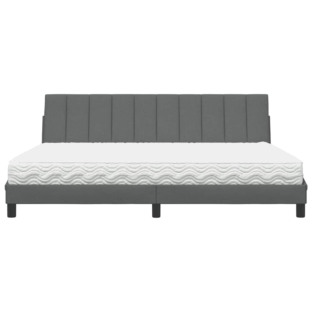 Letto con Materasso Hanko Grigio Scuro 200x200 cm in Tessuto - homemem39