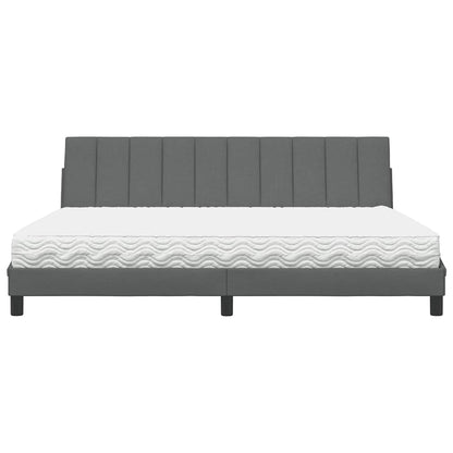Letto con Materasso Hanko Grigio Scuro 200x200 cm in Tessuto - homemem39