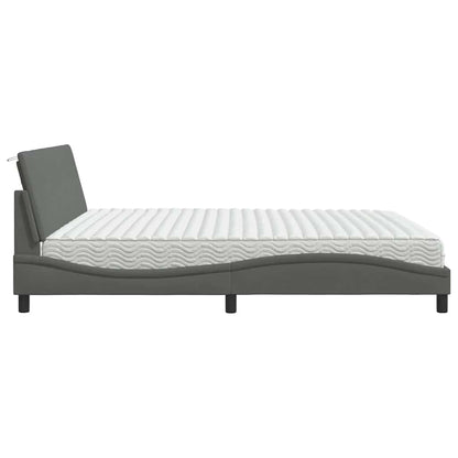 Letto con Materasso Hanko Grigio Scuro 200x200 cm in Tessuto - homemem39