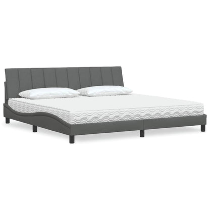 Letto con Materasso Hanko Grigio Scuro 200x200 cm in Tessuto - homemem39