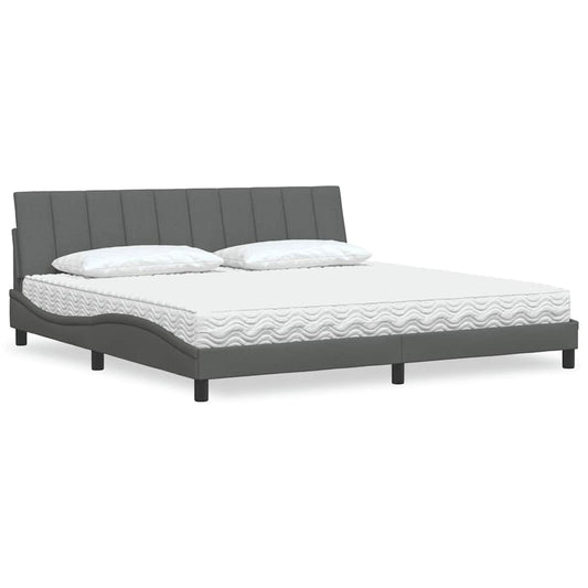 Letto con Materasso Hanko Grigio Scuro 200x200 cm in Tessuto - homemem39