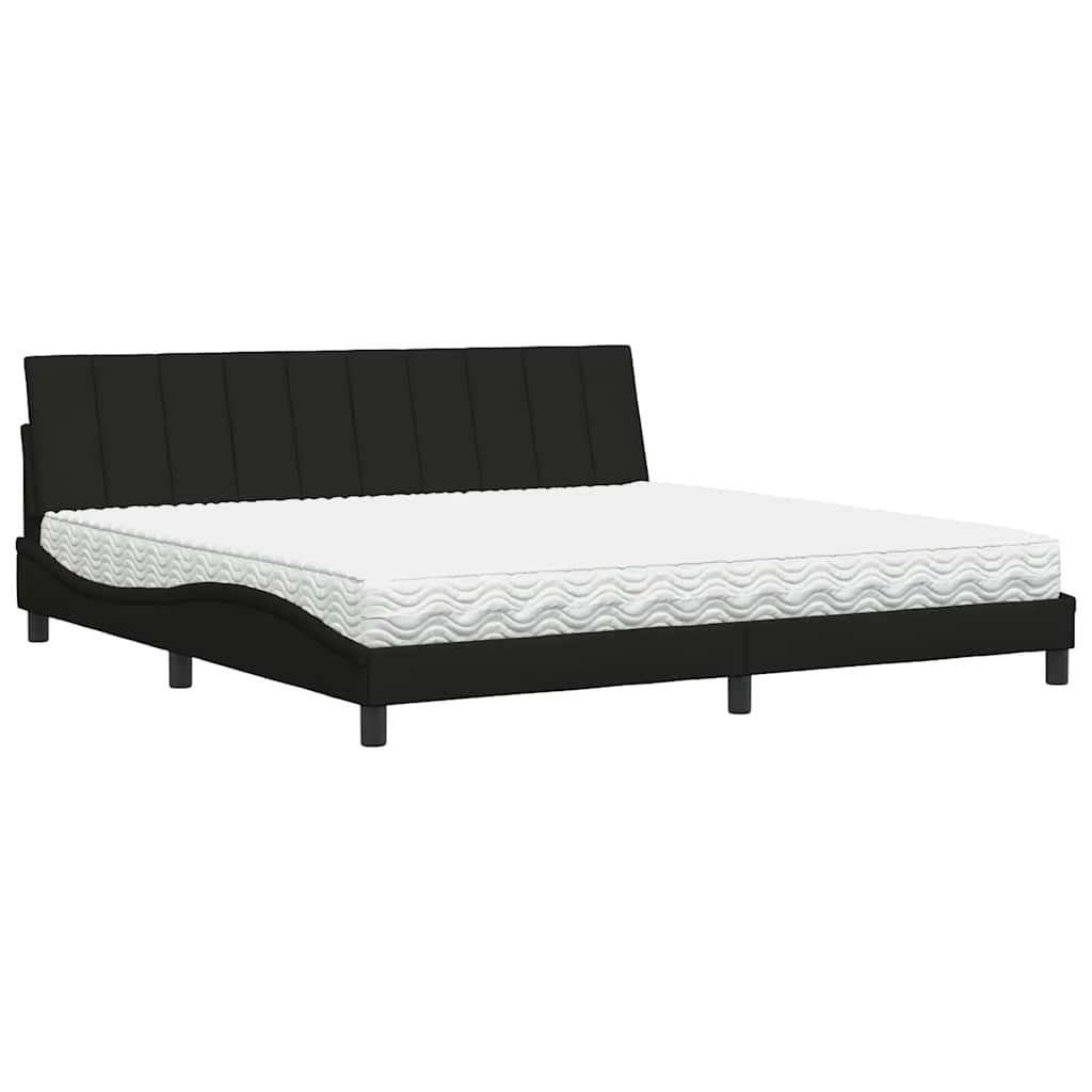 Letto con Materasso Hanko Nero 200x200 cm in Tessuto - homemem39
