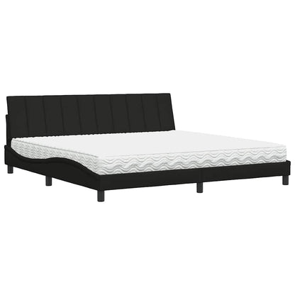 Letto con Materasso Hanko Nero 200x200 cm in Tessuto - homemem39