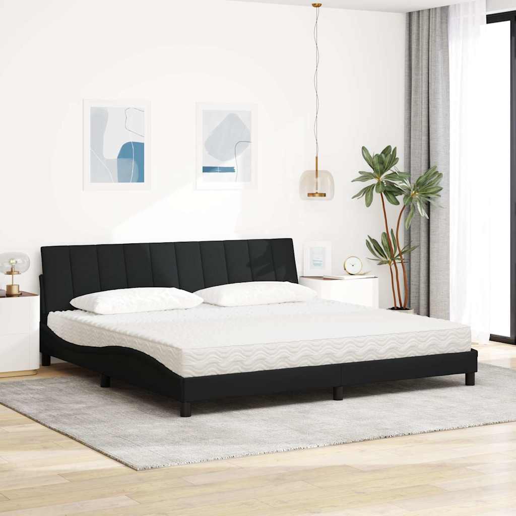Letto con Materasso Hanko Nero 200x200 cm in Tessuto