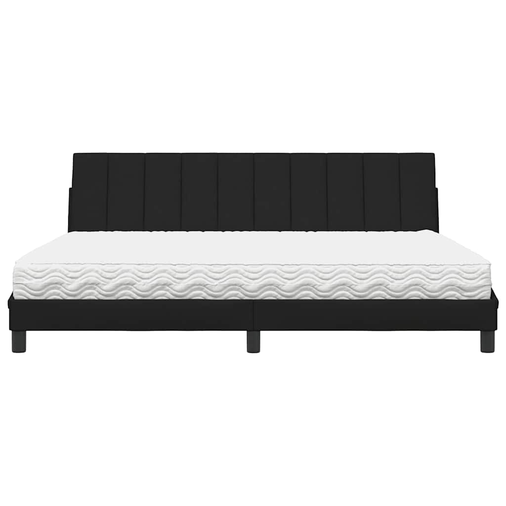 Letto con Materasso Hanko Nero 200x200 cm in Tessuto - homemem39