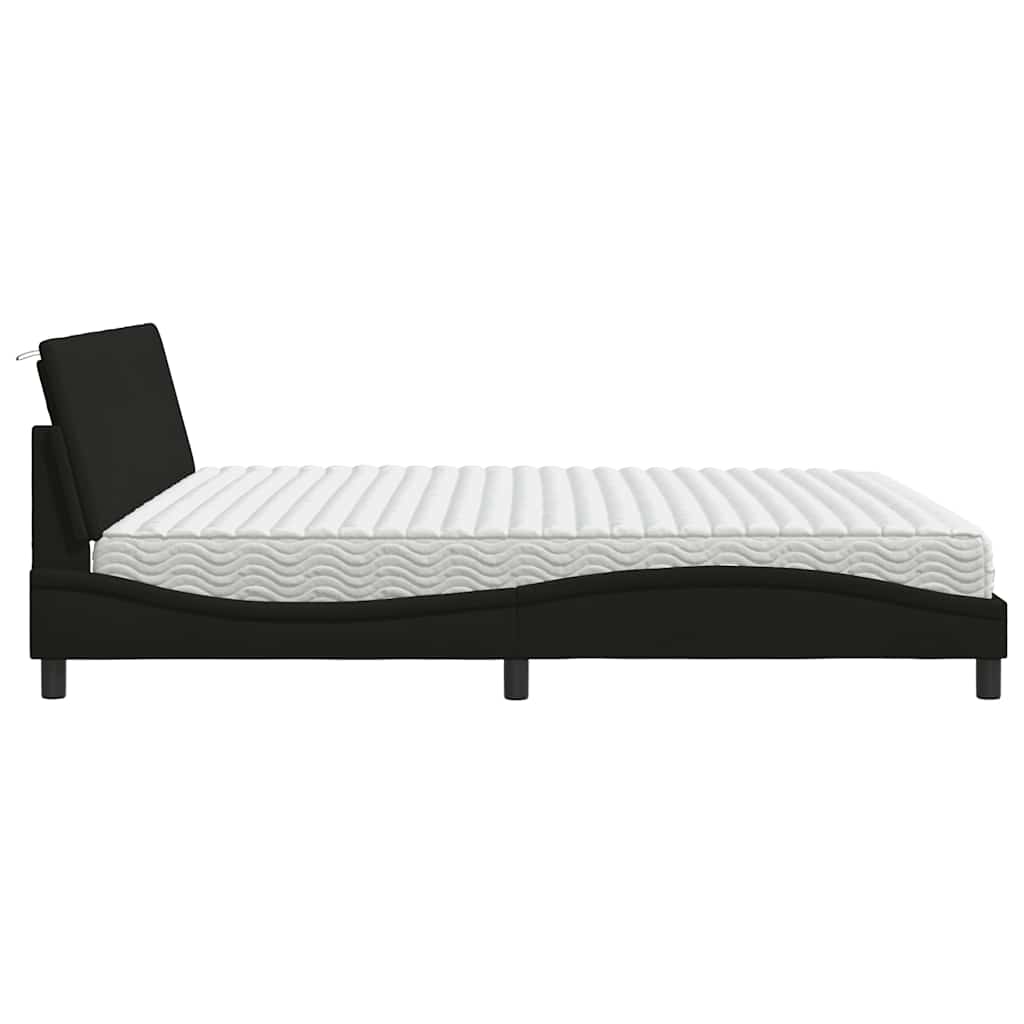 Letto con Materasso Hanko Nero 200x200 cm in Tessuto