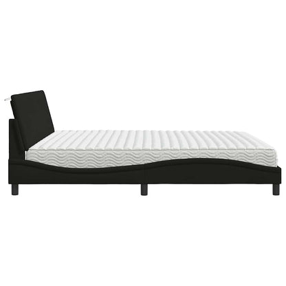 Letto con Materasso Hanko Nero 200x200 cm in Tessuto