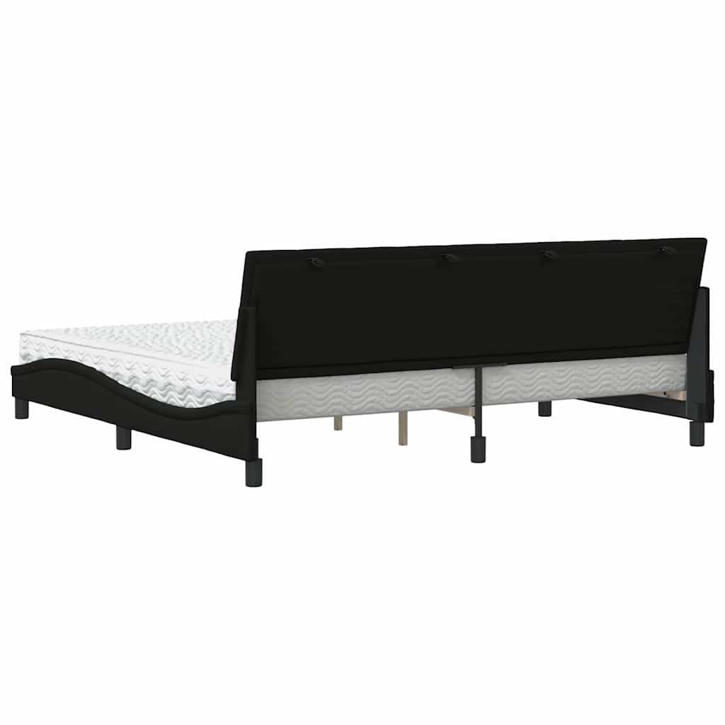 Letto con Materasso Hanko Nero 200x200 cm in Tessuto