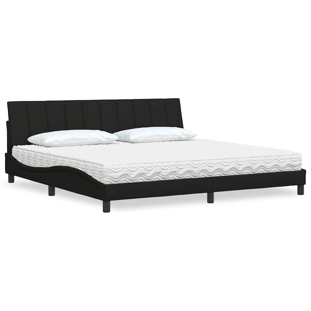 Letto con Materasso Hanko Nero 200x200 cm in Tessuto - homemem39