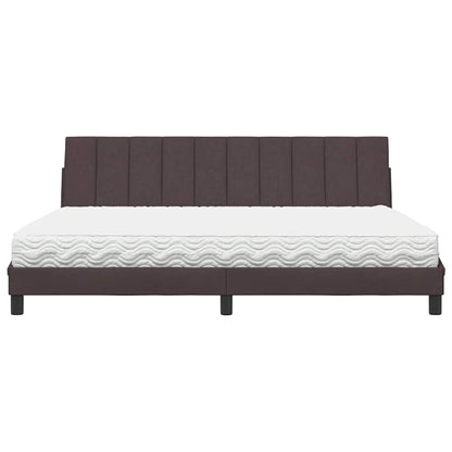 Letto con Materasso Hanko Marrone Scuro 200x200 cm in Tessuto