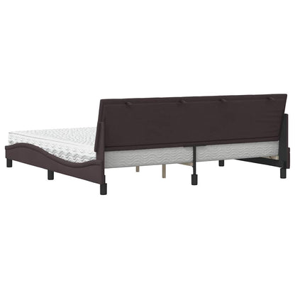 Letto con Materasso Hanko Marrone Scuro 200x200 cm in Tessuto