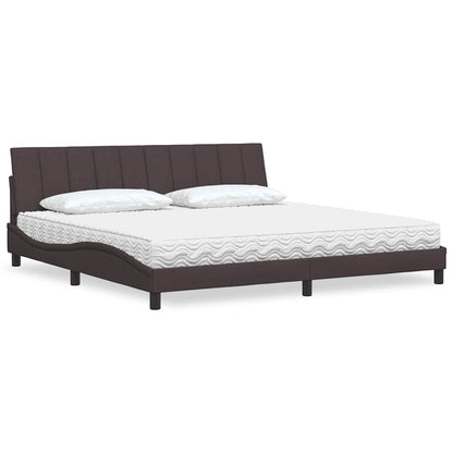 Letto con Materasso Hanko Marrone Scuro 200x200 cm in Tessuto