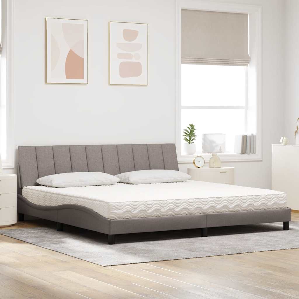 Letto con Materasso Hanko Tortora 200x200 cm in Tessuto