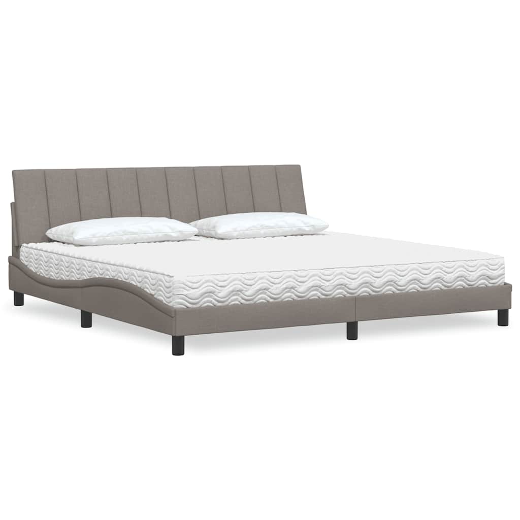 Letto con Materasso Hanko Tortora 200x200 cm in Tessuto