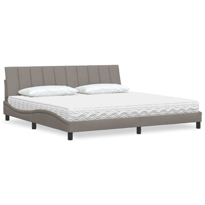 Letto con Materasso Hanko Tortora 200x200 cm in Tessuto