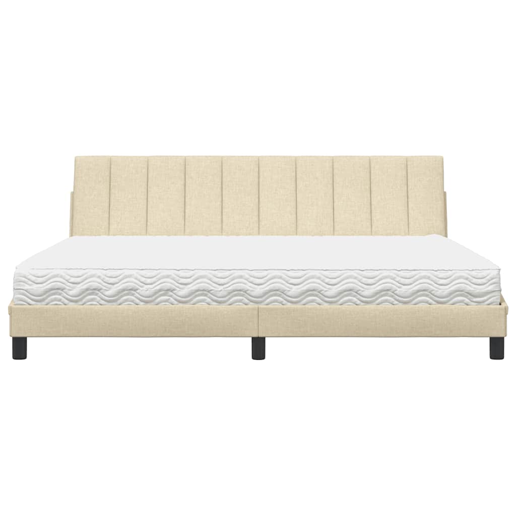 Letto con Materasso Hanko Crema 200x200 cm in Tessuto | homemem39